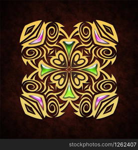 Abstract background with gold ornament for multipurpose use in design. Abstract background with gold ornament