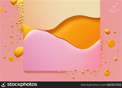 Abstract background with gold, yellow, pink geometric shapes. Creative colorful web banner. 3D. Abstract background with geometric shapes, pink, yellow and gold colors. 3D