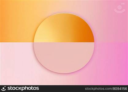 Abstract background with gold, yellow, pink geometric shapes. Creative colorful web banner. 3D. Abstract background with round colorful space, pink, yellow and gold colors. 3D