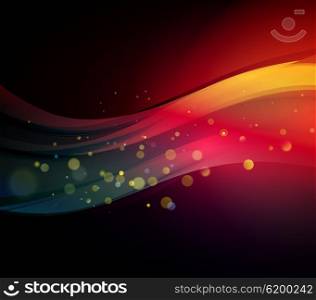 Abstract background with light. . Abstract background with shiny wave and bokeh light. illustration. Glitter abstract