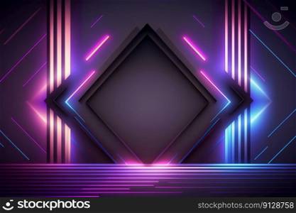 Abstract background with neon lights and copy space for text, advertising. Vivid, neon colors. Futuristic backdrop. Trendy design. Generative AI. Abstract background with neon lights and copy space for text, advertising. Vivid, neon colors. Futuristic backdrop. Trendy design. Generative AI.