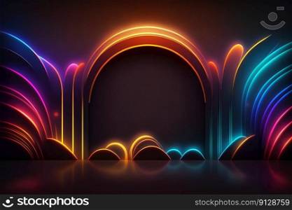 Abstract background with neon lights and copy space for text, advertising. Vivid, neon colors. Futuristic backdrop. Trendy design. Generative AI. Abstract background with neon lights and copy space for text, advertising. Vivid, neon colors. Futuristic backdrop. Trendy design. Generative AI.