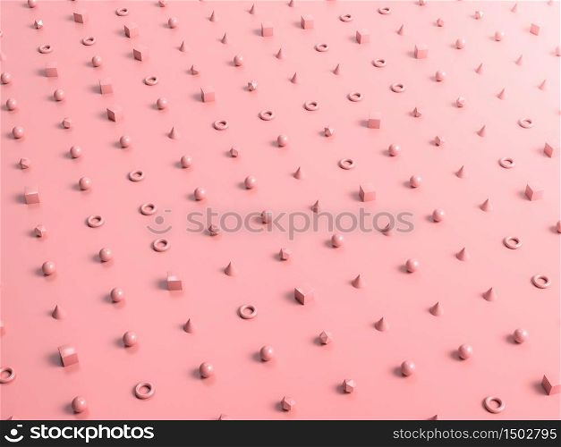 Abstract background with pink plastic geometry shapes and figures on pink paper. 3d illustration. Perfect illustration for placing your text or object. Backdrop with copyspace in minimalistic style. May use in cosmetics or fashion. Abstract background with pink plastic geometry shapes and figures on pink paper. 3d render. Perfect illustration for placing your text or object. Backdrop with copyspace in minimalistic style. May use in cosmetics or fashion