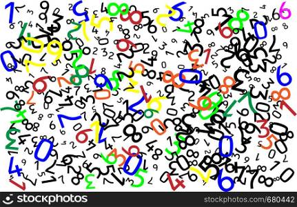 Abstract background with random colour numbers , vector image. Abstract background with random colour numbers