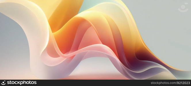 Abstract Background with Smooth Waves in Orange and Red Tones on Light. Abstract Background with Smooth Waves