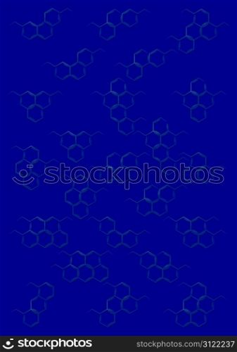 Abstract background with structural chemical formulas of benzene rings
