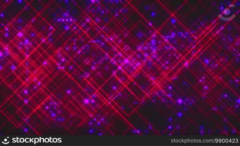 Abstract background with thin diagonal lines forming a lattice and little geometric elements. 3d render computer generated. Digital background with thin diagonal lines forming a lattice and little geometric particles. 3d render computer generated