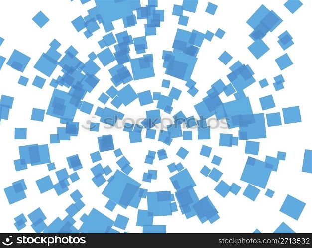 Abstract background with transparent blue squares on white