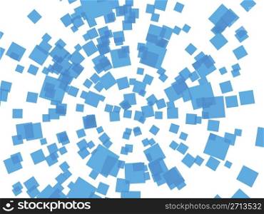 Abstract background with transparent blue squares on white
