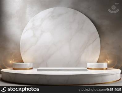abstract background with white cobblestone ruins cylider. Modern minimal installation with rocks and stones. AI Generative