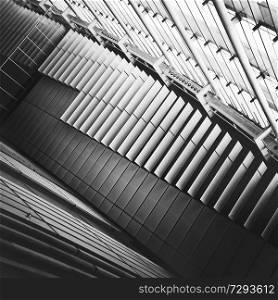 Abstract black and white interior fragment with ceiling and windows. black and white interior fragment with ceiling and windows