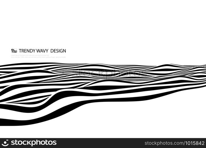 Abstract black and white line wave design decoration cover. You can use for poster, artwork, template design, print, brochure. illustration vector eps10