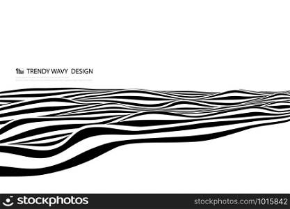 Abstract black and white line wave design decoration cover. You can use for poster, artwork, template design, print, brochure. illustration vector eps10