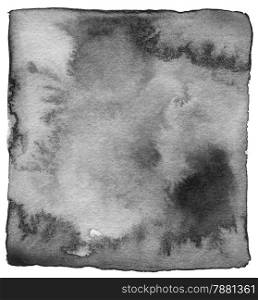 Abstract black and white watercolor painted background. Paper texture.