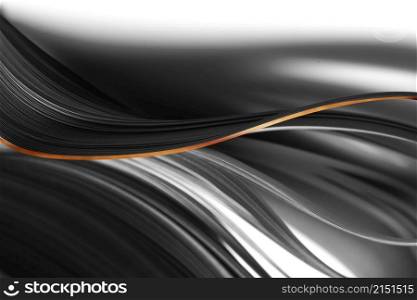 Abstract Black and white with gold glitter wave curl strip paper horizontal background.