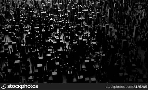 Abstract black city texture background 3D render