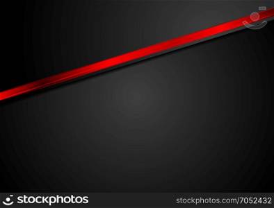 Abstract black corporate background with red glossy stripe