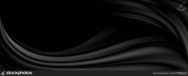 Abstract black fabric background with copy space 3D illustration