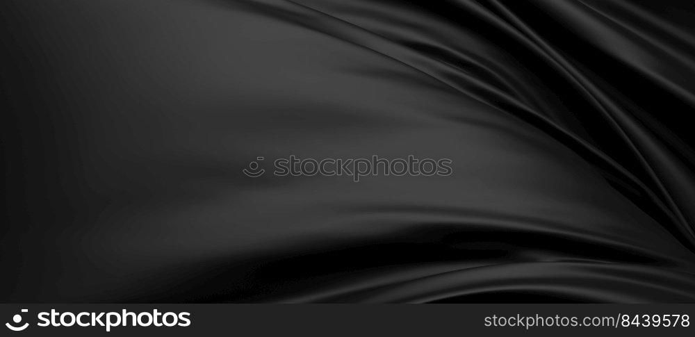 Abstract black fabric background with copy space 3d render