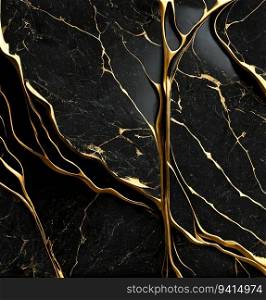 Abstract black golden grunge marble texture background. Generative AI design. Abstract black golden grunge marble texture background. Generative AI