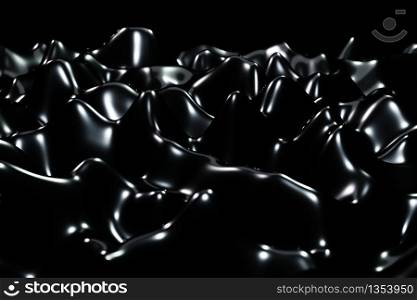 Abstract Black liquid Wave Moving Technology Background 3d rendering