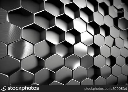 Abstract black metallic polygonal mosaic background. Luxury design with hexagon pattern. AI. Abstract black polygonal mosaic background with hexagon pattern. AI