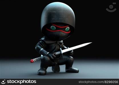 abstract black ninja character on dark background generative ai.