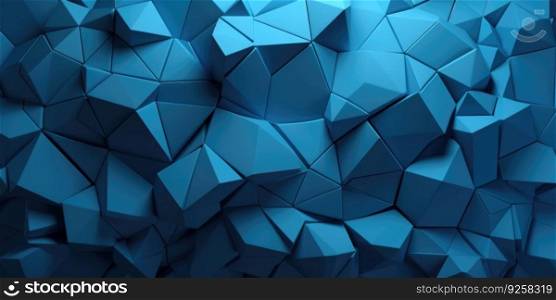 Abstract blue 3D extruded voronoi blocks background. Generative AI AIG21.