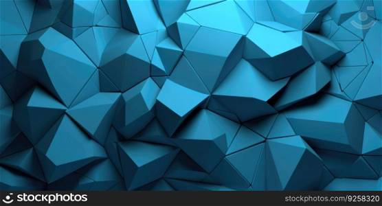 Abstract blue 3D extruded voronoi blocks background. Generative AI AIG21.