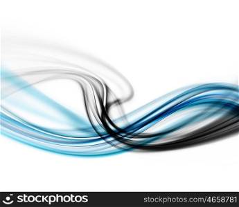 Abstract Blue And Black Smoky Waved Background. Abstraction Fractal White Modern.