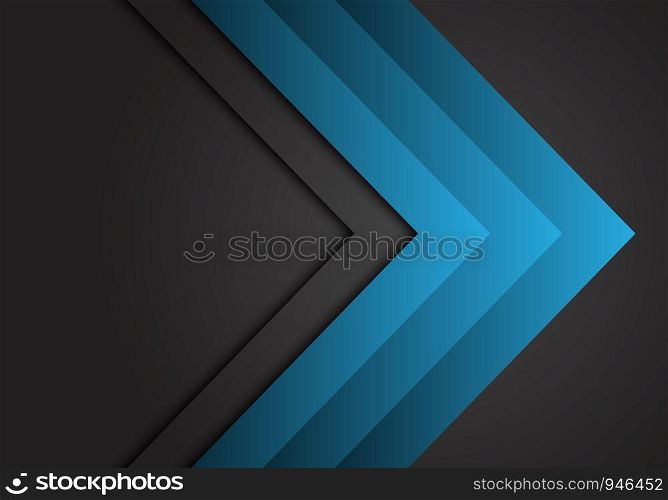 Abstract blue arrow steel direction on dark grey design modern futuristic background vector.