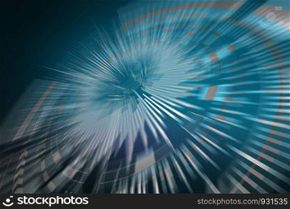 Abstract blue background. Technology backdrop. Technology circle icon with blurred and motion effect.
