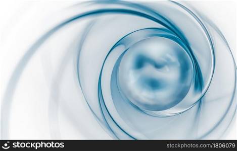 Abstract blue background with smooth lines and light sphere. pink and yellow lines.