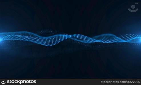 Abstract blue background with waves background. Futuristics technology and science concept. 3D illustration rendering graphic design