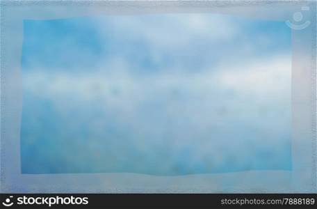 Abstract blue bokeh blurry background with frame