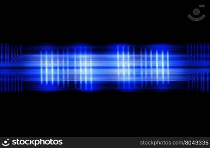 abstract blue color on black background and digital wave with motion blur