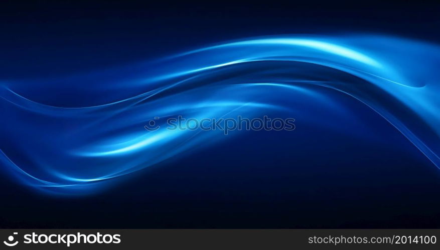 Abstract Blue Design Background with Smooth Wavy Lines