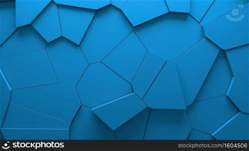 Abstract blue extruded voronoi blocks background. Minimal light clean corporate wall. 3D geometric surface illustration. Polygonal elements displacement.. Abstract blue extruded voronoi blocks background. Minimal light clean corporate wall. 3D geometric surface illustration. Polygonal elements displacement