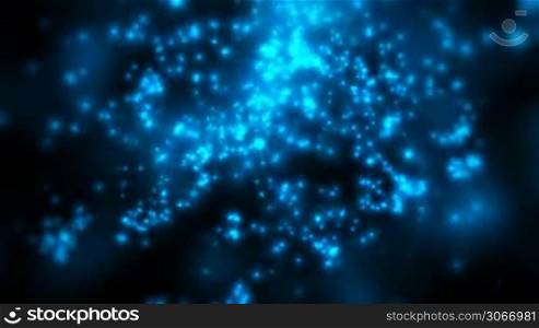 Abstract blue fireflies background (seamless loop)