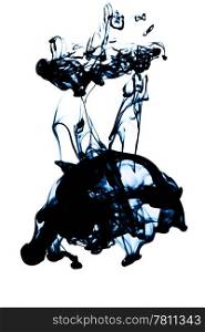 abstract blue ink in water isolated