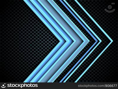 Abstract blue light arrow direction on circle mesh design modern futuristic background vector illustration.