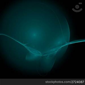 abstract blue luminescence fractal image on aliens theme