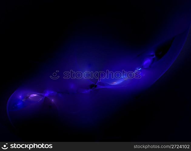 abstract blue luminescence fractal image on aliens theme
