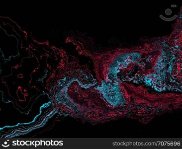 abstract blue red twisted waves on a black background. abstract blue red twisted waves