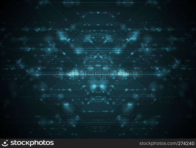 Abstract blue shiny cyberspace tech background