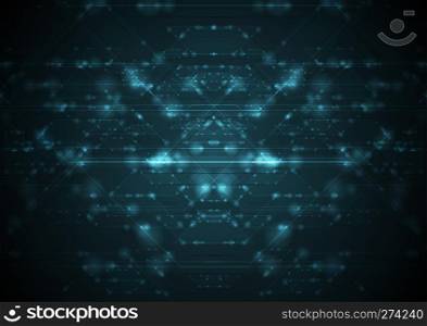Abstract blue shiny cyberspace tech background