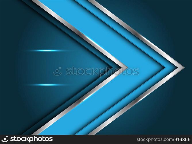 Abstract blue silver line arrow direction with blank space light design modern futuristic luxury background vector illustration.