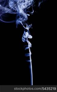 Abstract blue smoke puff isolated on black