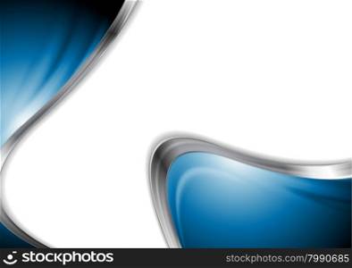 Abstract blue smooth design with metal waves