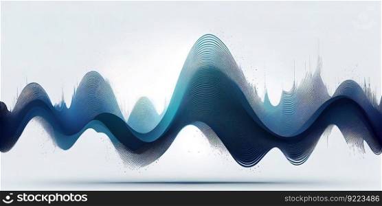Abstract blue smooth wave on a white background illustration. AI generative.